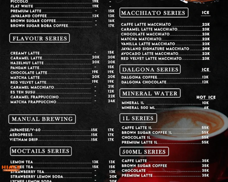 Menu Kopi Source by Javaland Cafe